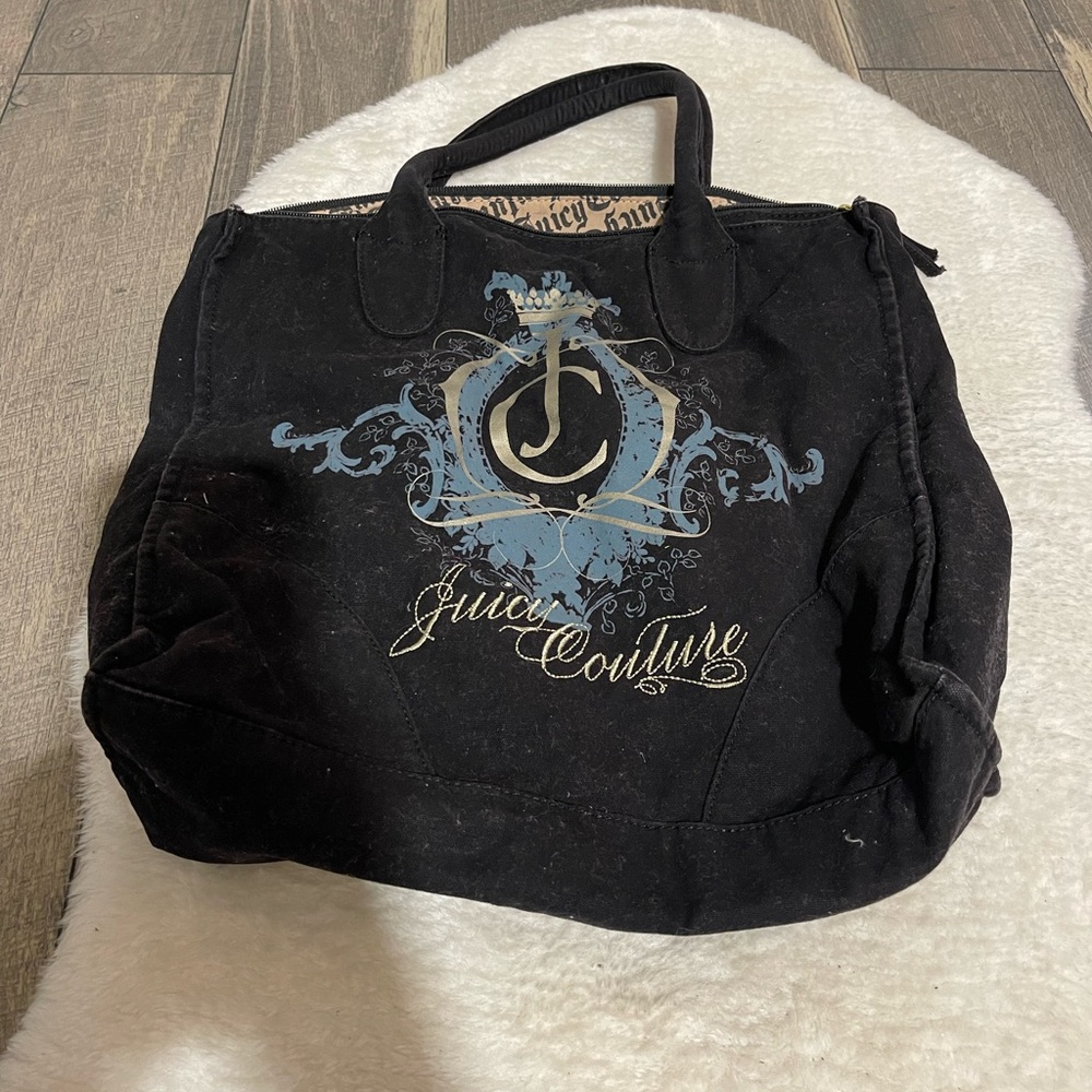 Juicy Couture Black Logo Canvas Tote Bag